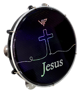Pandeiro Profissional 10 Pele Holográfica Jesus Corpo Abs Chave Afinação