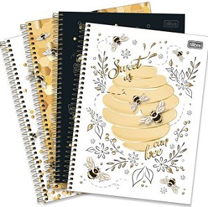 Caderno Universitário Honey Bee 160 Folhas - Papel Picado - Papelaria,  presentes, Scrapbook, decoração e muito mais