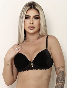 Sutiã de veludo com bojo - Preto