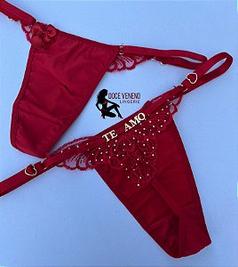 Calcinha Personalizada Fio Borboleta - Vermelha