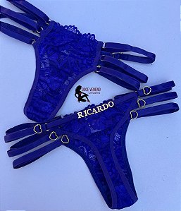 Calcinha personalizada - Renda (u) - Azul bic