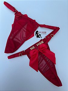 Calcinha Personalizada de tule fio laço | Vermelha