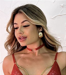 Gargantilha/persex de coração | vermelha