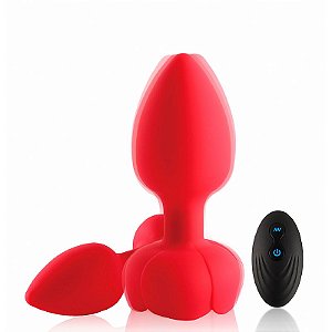 Plug anal com Led em silicone com vibrador e Controle Remoto Vermelho
