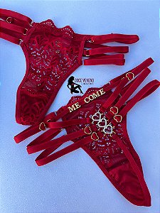 Calcinha Personalizada fio (u) 3 corações | Vermelha