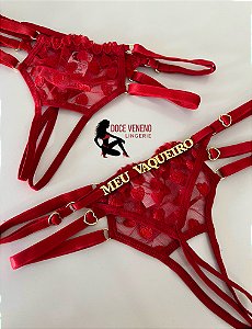 Calcinha Personalizada (u) Secretária aberta em baixo | Vermelha