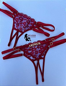 Calcinha Personalizada (u) Secretária aberta em baixo | Vermelha