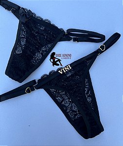 Calcinha Personalizada (u) renda de 1 alça | Preta