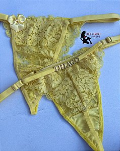 Calcinha personalizada semi fio| triângulo - Amarela