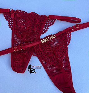 Calcinha personalizada semi fio| triângulo - Vermelha