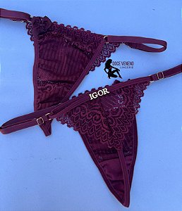 Calcinha personalizada semi fio| triângulo - Marsala