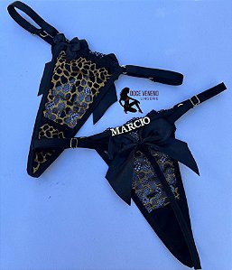 Calcinha personalizada sexy fio| laço - Onça