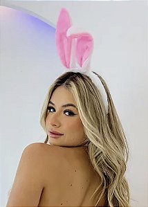 Tiara de coelhinha + gravata + pompom| Branco
