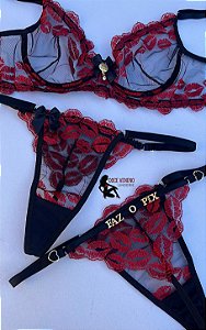 Conjunto Personalizado Jade sem bojo com aro - Preto/boca