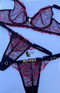 Conjunto Personalizado Jade sem bojo com aro - Preto/coracao