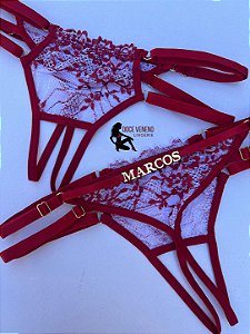 Calcinha Personalizada renda (u) Secretária | Vermelha/branca