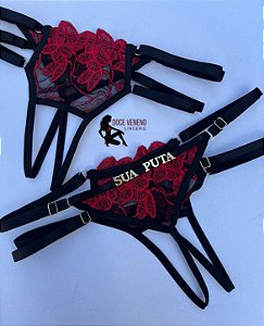 Calcinha Personalizada (u) Secretária | Preto/vermelho