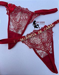 Calcinha personalizada semi fio| triângulo - Vermelha