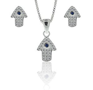 Conjunto Seta Com Zircônias - Prata 925