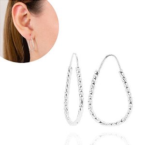 Argola Prata Gota Torcida pequena