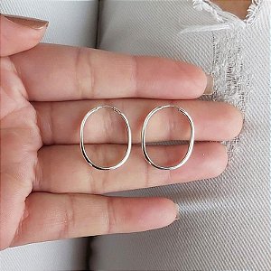 ARGOLA OVAL MEDIA PRATA