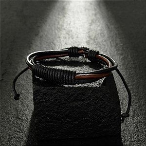 Bracelete Barbantes Marrom - Couro