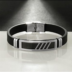 BRACELETE AÇO E SILICONE