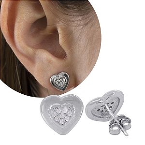 BRINCO PRATA - CORAÇÃO CRAVEJADO ZIRCÔNIA