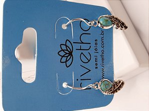 BRINCO DE PRATA GANCHO TURQUESA E MARCASSITA