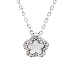 COLAR DE PRATA FLOR COM MADREPÉROLA