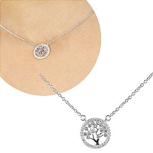 COLAR DE PRATA ARVORE DA VIDA COM ZIRCÔNIA