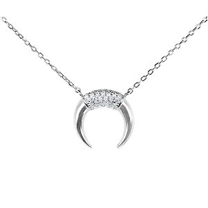 Colar Lua Invertida Zircônia - Prata 925