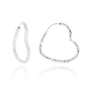 Argola Coração torcido redondo pequena - Prata 925