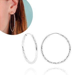 Argola Prata Fio torcido 5,5cm