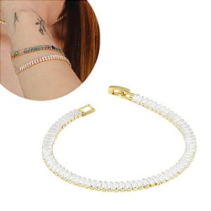 Pulseira Zircônia Navety Cristal Folheado em Ouro 18K - SEMIJOIA