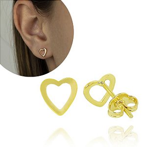 Brinco Coração Vazado Folheado em Ouro 18K - SEMIJOIA