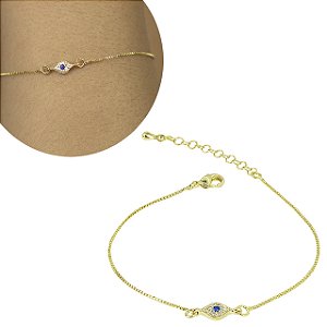 Pulseira Olho Grego Folheado em Ouro 18K - SEMIJOIA