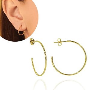 Meia Argola Redonda Folheado em Ouro 18K - SEMIJOIA