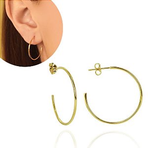 Meia Argola Redonda Folheado Ouro 18k - SEMIJOIA