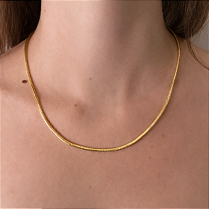 Colar Choker Lacraia Média - Folheado em Ouro 18K