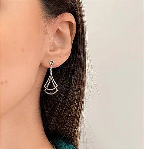 Brinco Gota Dupla - Prata 925 Envelhecida