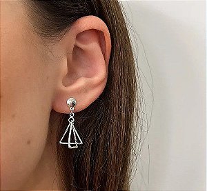 Brinco Triângulos Entrelaçados - Prata 925