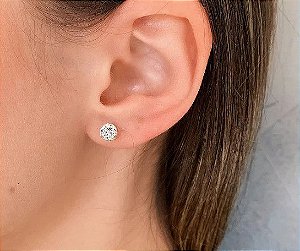 Brinco Mina Cravejada 6mm - Prata 925
