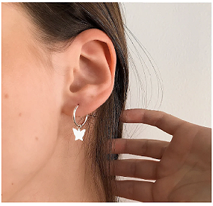 Argola de Prata 925 com Borboleta