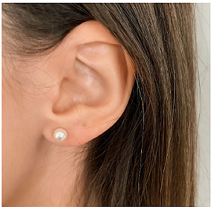 Brinco de Prata 925 Perola 5mm