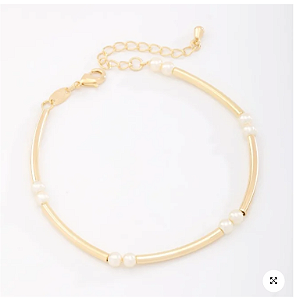 Pulseira Pérolas Intercaladas - Banhado Ouro 18k