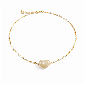 Colar com Pérola Irregular - Banhado Ouro 18k