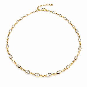 Choker detalhes em Zircônias - Banhado Ouro 18k
