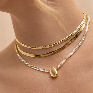 Choker fita Laminada - Banhado Ouro 18k