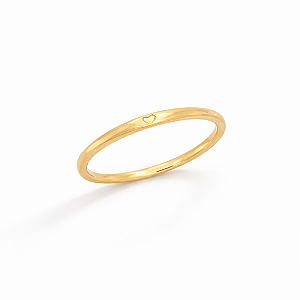 Anel Liso e detalhe Coração - Banhado Ouro 18k